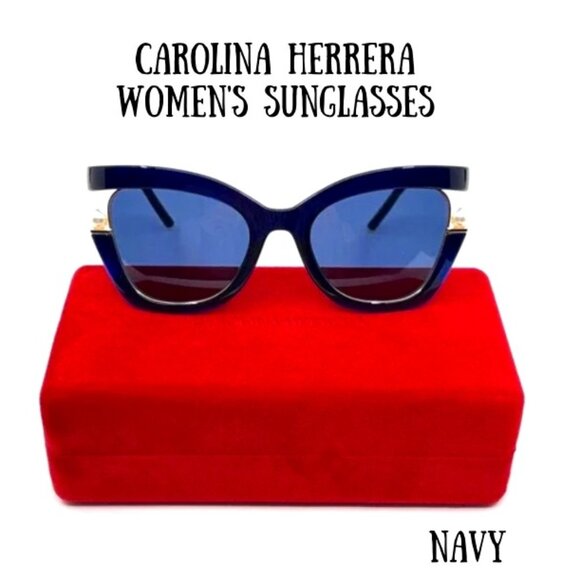 New CAROLINA HERRERA Sunglasses CH0002/S PJPKU NEW!!! Navy